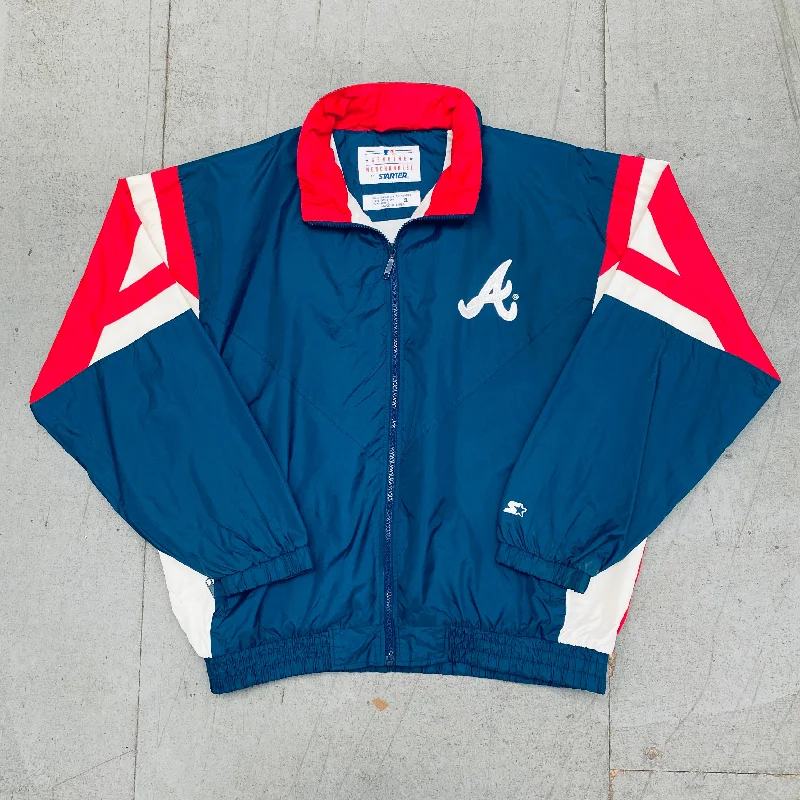 Custom Team Jackets-Atlanta Braves: 1990's Fullzip Starter Windbreaker w/ Hood (XL)