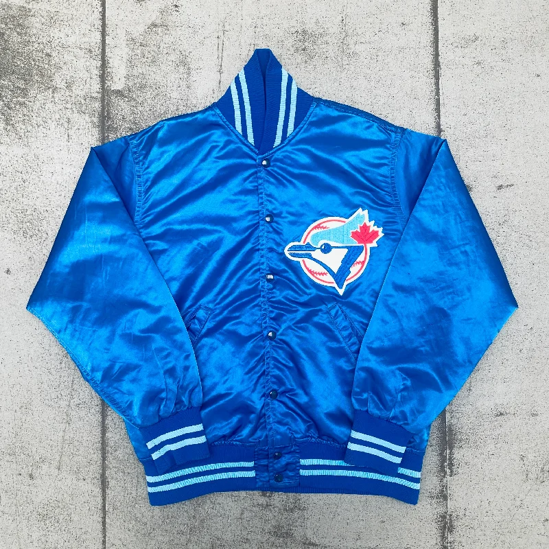 Custom Lightweight Jackets-Toronto Blue Jays: 1987 Wilson Satin Team Issued Bomber Jacket (L)