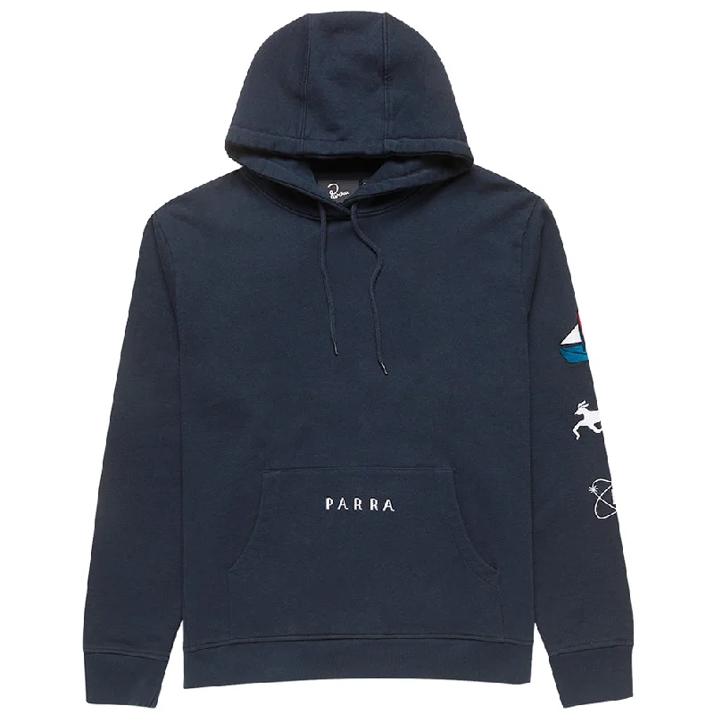 Custom Hoodies for School Groups-BY PARRA PAPER DOG SYSTEMS HOODED SWEATSHIRT // NAVY BLUE