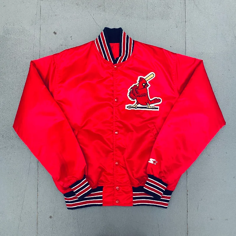 Custom Jackets for Fashion-Forward Looks-St. Louis Cardinals: 1980's Satin Diamond Collection Starter Bomber Jacket (L)