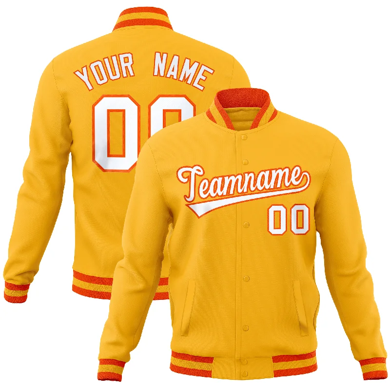 Custom Sports Activity Jackets-Custom Gold Classic Style Varsity Full-Snap Letterman Baseball Jersey