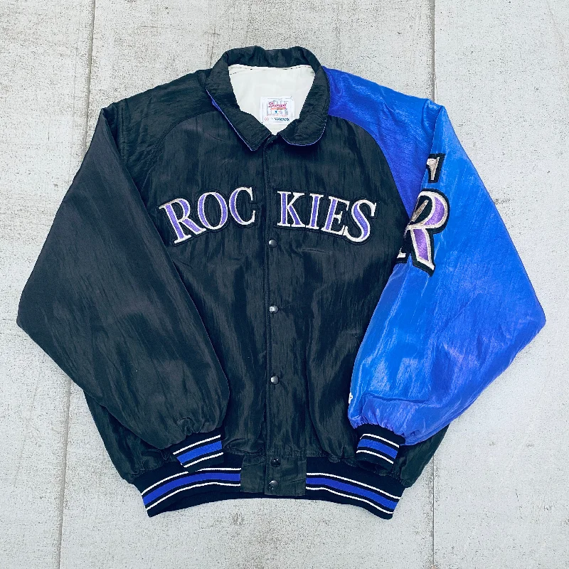 Custom Tech Jackets-Colorado Rockies: 1990's Diamond Collection Coach's Dugout Starter Bomber Jacket (XL)