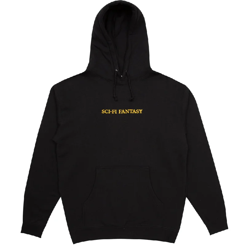 Custom Hoodies for Fundraising Events-SCI-FI FANTASY LOGO HOOD // BLACK/YELLOW