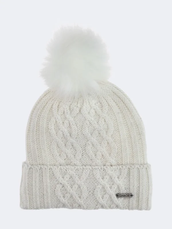 Custom Beanie Hats-Chaos Myra Women Lifestyle Beanie Winter White