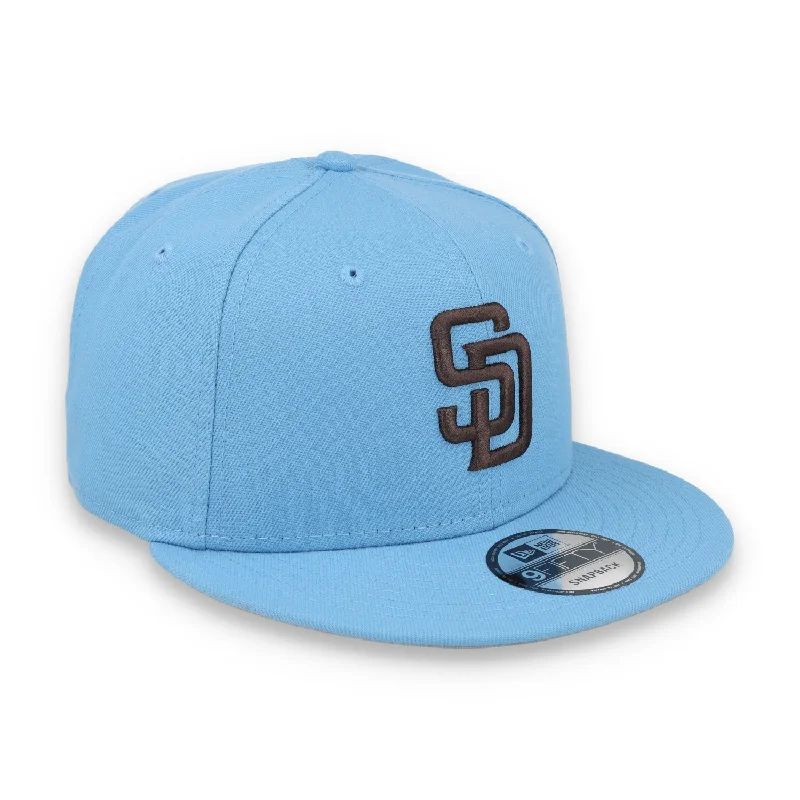 Custom Pom-Pom Beanies-New Era San Diego Padres Evergreen 9Fifty Snapback Hat - Sky Blue