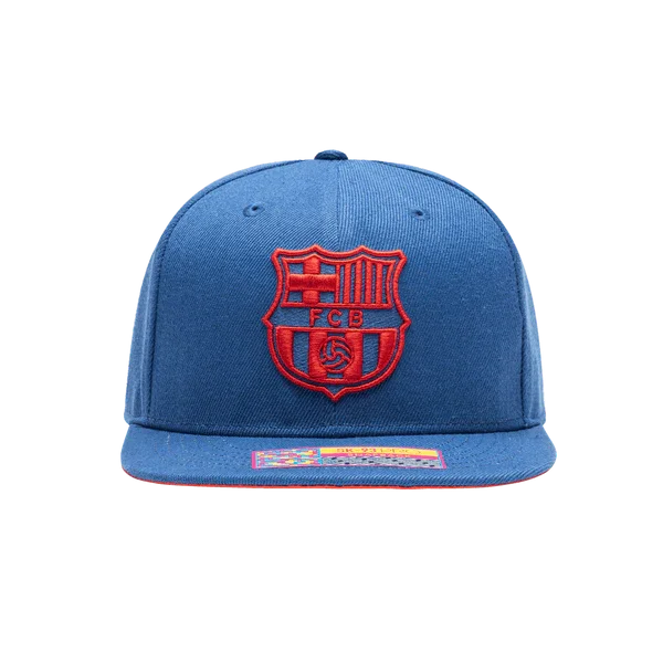 Custom Promotional Event Hats-Fan Ink FC Barcelona Crayon Snapback Hat