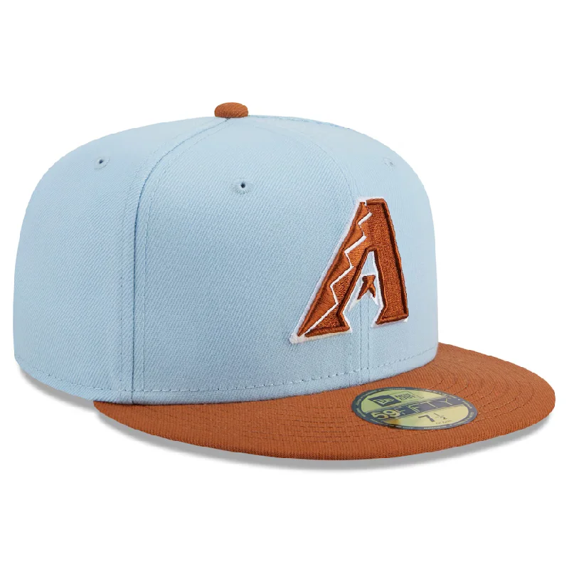 Custom Bucket Hats for Summer-New Era Arizona Diamondbacks Color Pack 59FIFTY Fitted Hat-Light Blue/Rust Orange