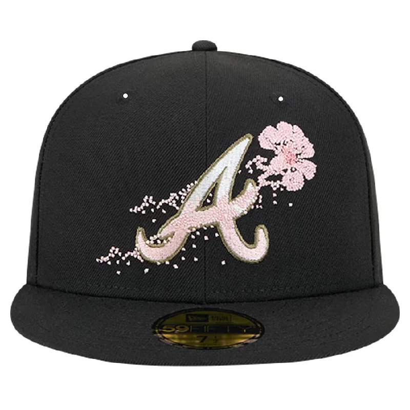 Custom Wool Felt Hats-New Era Atlanta Braves Dotted Floral 59FIFTY Fitted Hat