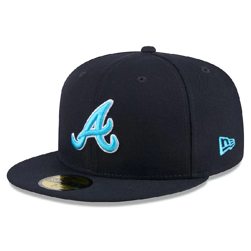 Custom Birthday Hats-New Era Atlanta Braves 59FIFTY Fitted Hat 2024-Navy