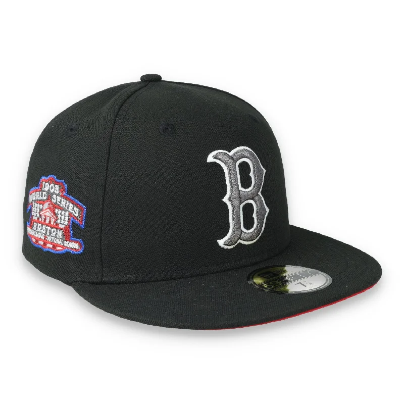 Custom Snapback Caps-New Era Boston Red Sox 2003 World Series Side Patch 59FIFTY Fitted Hat-Metallic Grey/Black