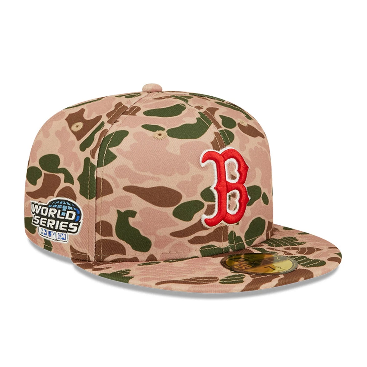 Custom Hip Hop Hats-New Era Boston Red Sox 2004 World Series Side Patch Duck Camo 59FIFTY Fitted Hat