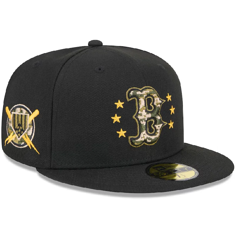 Custom Custom Patch Caps-New Era Boston Red Sox Armed Forces Day On-Field 59FIFTY Fitted Hat 2024