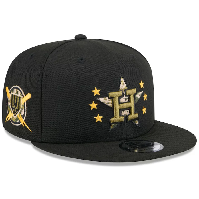 Custom Adventure Travel Hats-New Era Houston Astros Armed Forces Day 9FIFTY Snapback Hat 2024