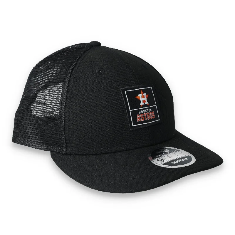 Custom Custom Work Hats for Employees-New Era Houston Astros Label Low Profile 9FIFTY Trucker Snapback Hat