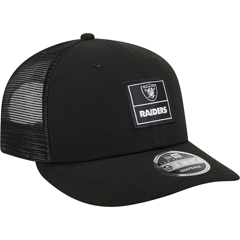 Custom Winter Hats-New Era Las Vegas Raiders Label Low Profile 9FIFTY Trucker Snapback Hat