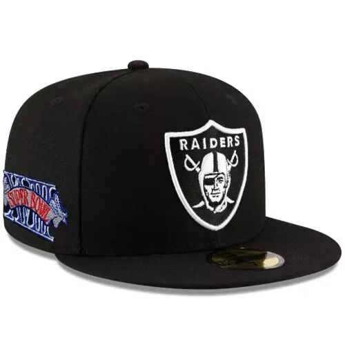 Custom Designer Hats for Men-New Era Las Vegas Raiders Super Bowl Side Patch Fitted Hat-Black