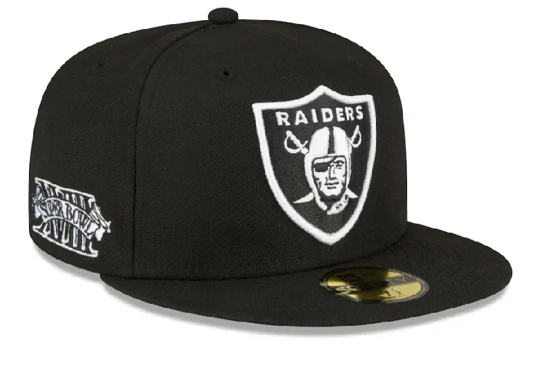 Custom Custom Printed Bucket Hats-New Era Las Vegas Raiders Super Bowl Side Patch Fitted Hat-Black/white