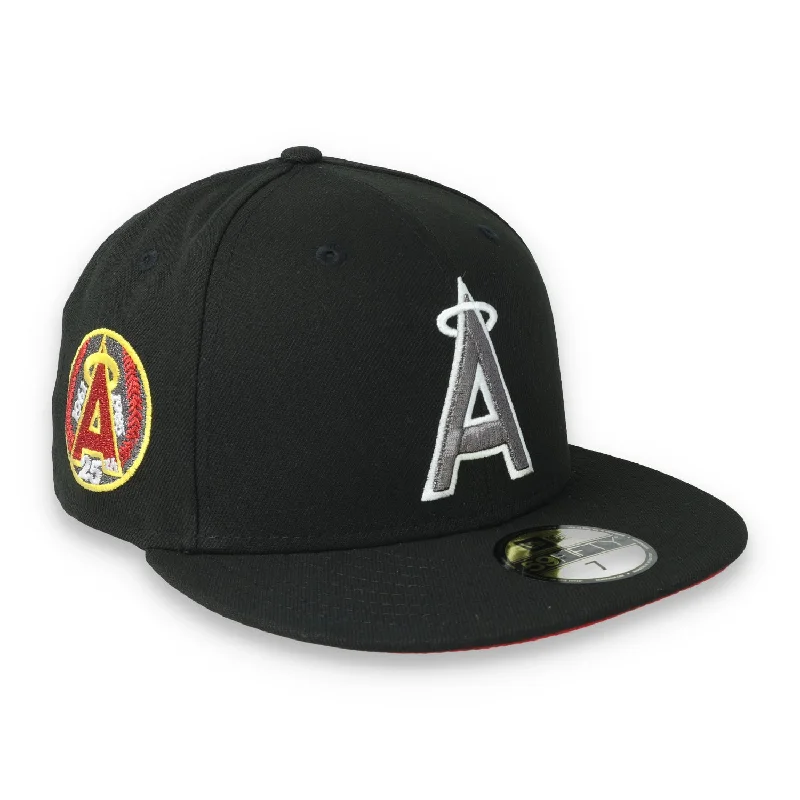 Custom Summer Hats-New Era Los Angeles Angels 25th Anniversary Side Patch 59FIFTY Fitted Hat-Metallic Grey/Black