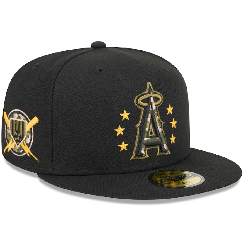 Custom Limited Edition Hats-New Era Los Angeles Angels Armed Forces Day On-Field 59FIFTY Fitted Hat 2024