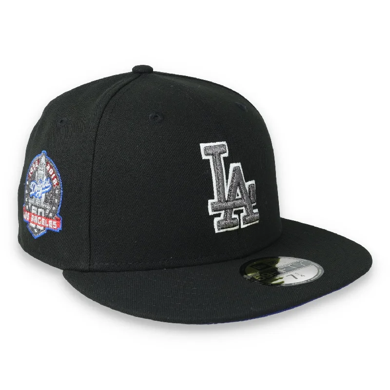 Custom Printed Hats-New Era Los Angeles Dodgers 60th Anniversary Side Patch 59FIFTY Fitted Hat-Metallic Grey/Black