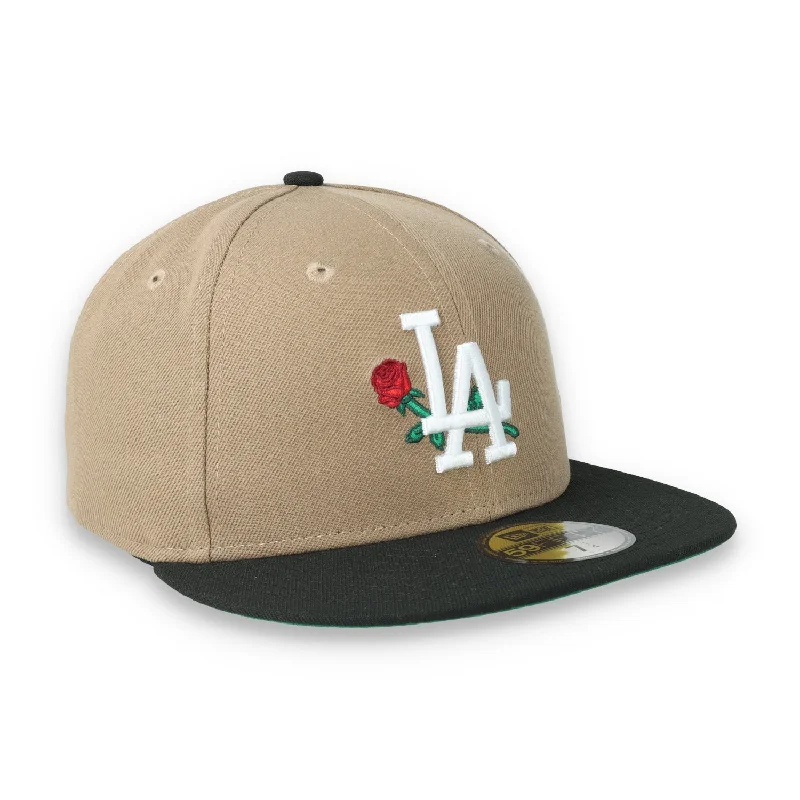 Custom Soft Fabric Hats-New Era Los Angeles Dodgers Rose 59FIFTY Fitted Hat-Khaki