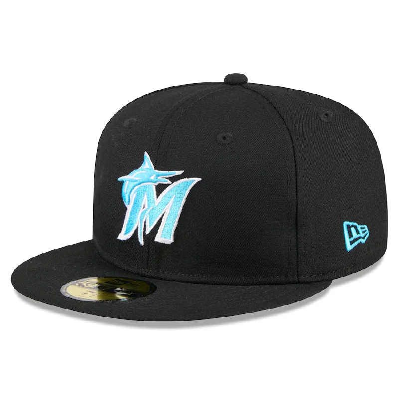 Custom Custom Summer Caps-New Era Miami Marlins 59FIFTY Fitted Hat 2024-Black