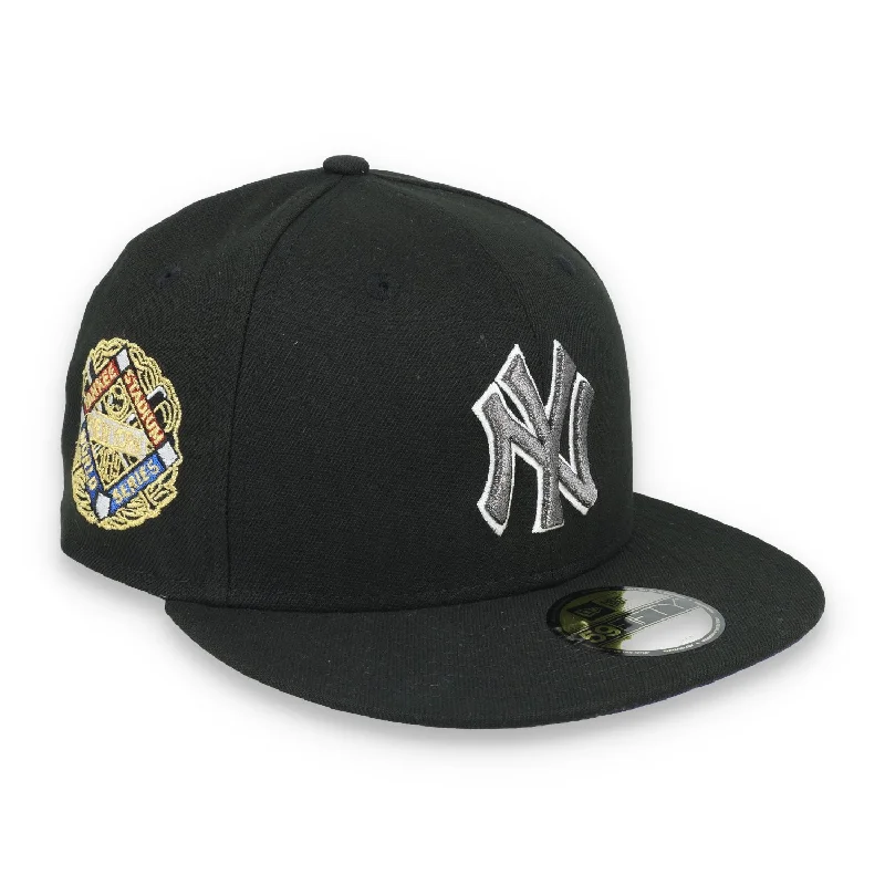 Custom Graduation Hats-New Era New York Yankees World Series Side Patch 59FIFTY Fitted Hat-Metallic Grey/Black