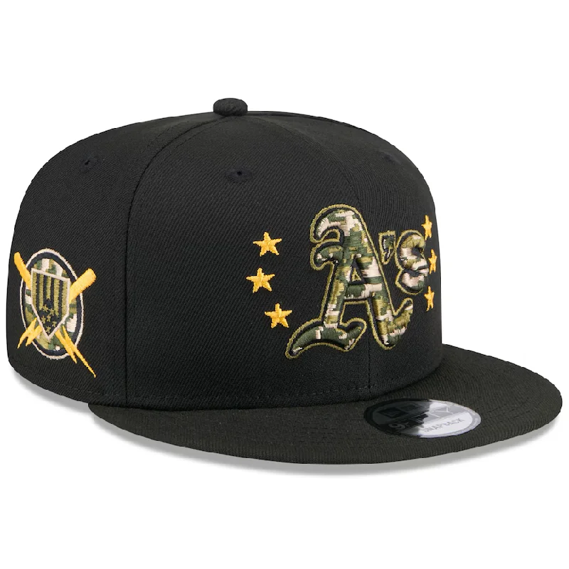 Custom Hats for Sun Protection-New Era Oakland Athletics Armed Forces Day 9FIFTY Snapback Hat 2024