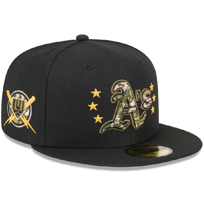 Custom Fishing Team Hats-New Era Oakland Athletics Armed Forces Day On-Field 59FIFTY Fitted Hat 2024