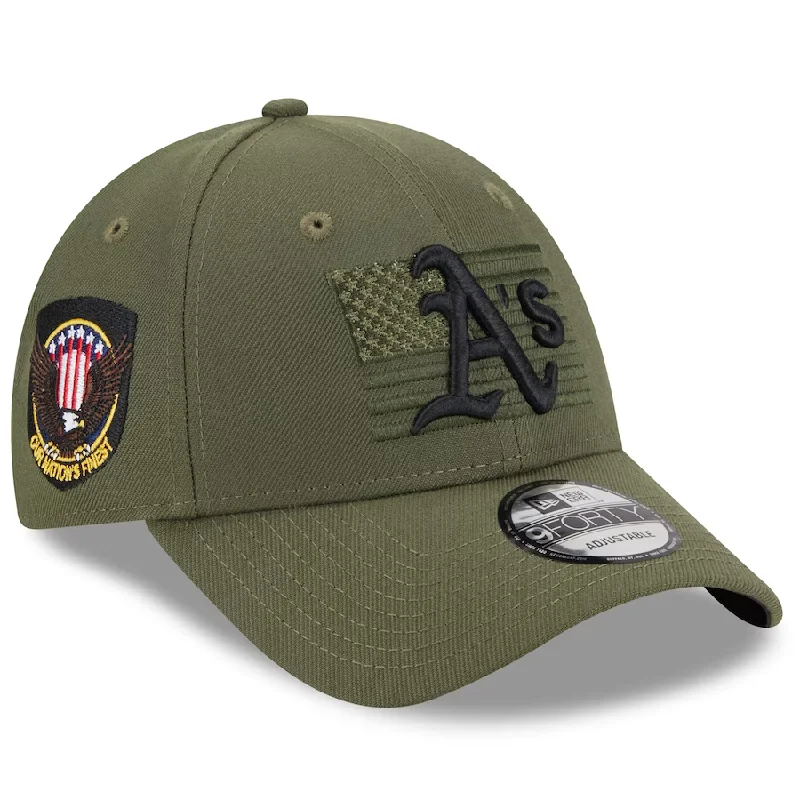 Custom Company Branding Hats-New Era Oakland Athletics Armed Forces Weekend 9FORTY Stretch Snap Hat