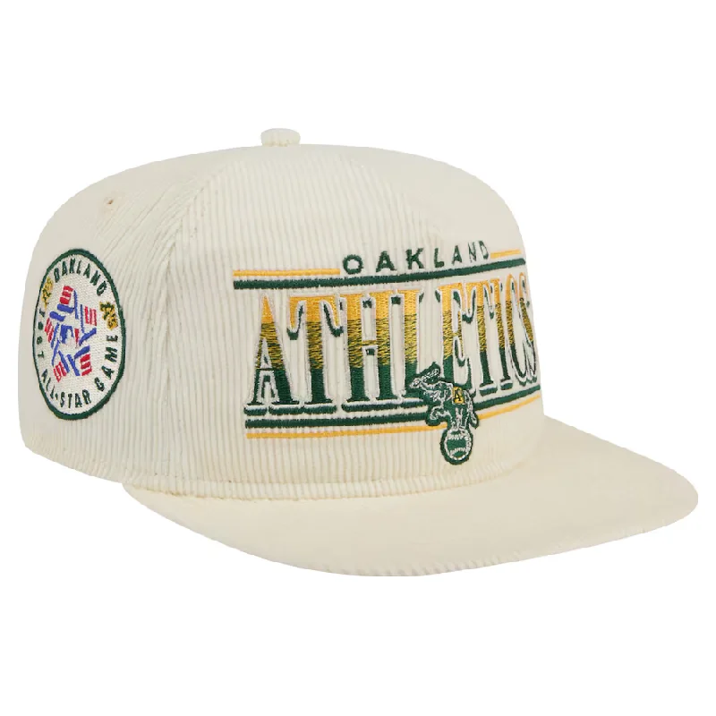 Custom Trendy Hats-New Era Oakland Athletics Corduroy Throwback The Golfer Snapback Hat