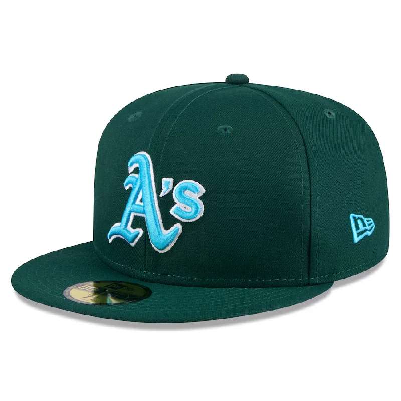 Custom Halloween Hats-New Era Oakland Athletics 59FIFTY Fitted Hat 2024 - Green