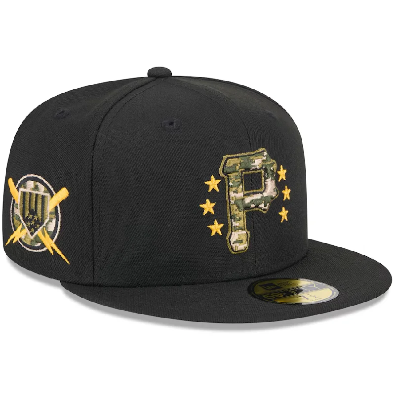 Custom Patchwork Baseball Caps-New Era Pittsburgh Pirates Armed Forces Day On-Field 59FIFTY Fitted Hat 2024