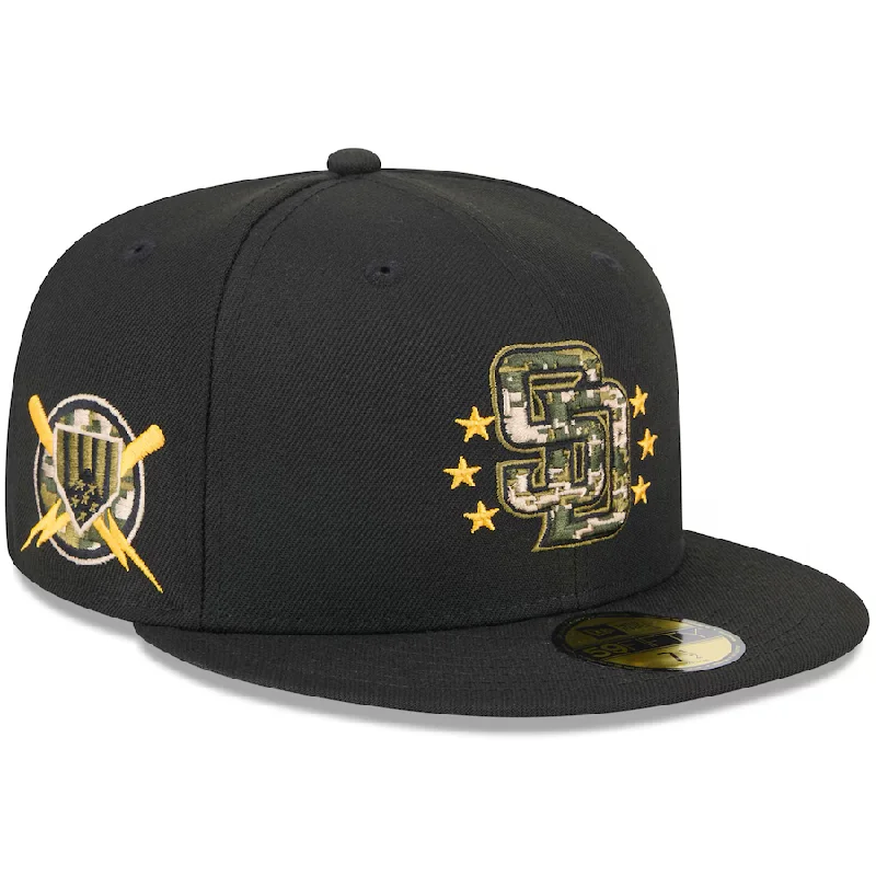 Custom Personalized Visor Caps-New Era San Diego Padres Armed Forces Day On-Field 59FIFTY Fitted Hat 2024