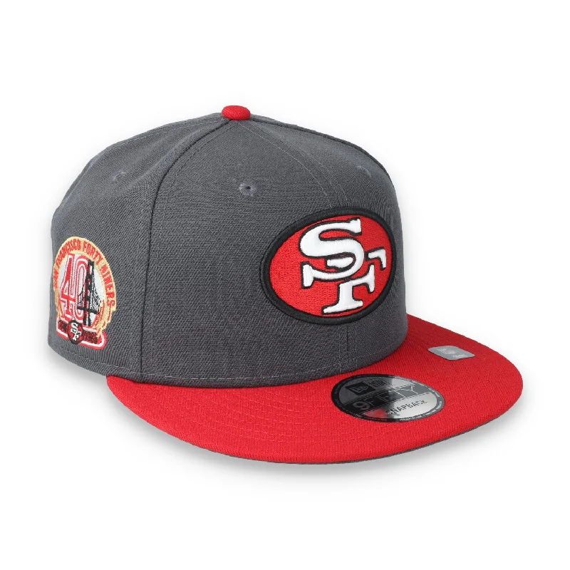 Custom Hats with Custom Patterns-New Era San Francisco 49ers 40th Anniversary Side Patch 9FIFTY Snapback Hat-Grey/Scarlet/White