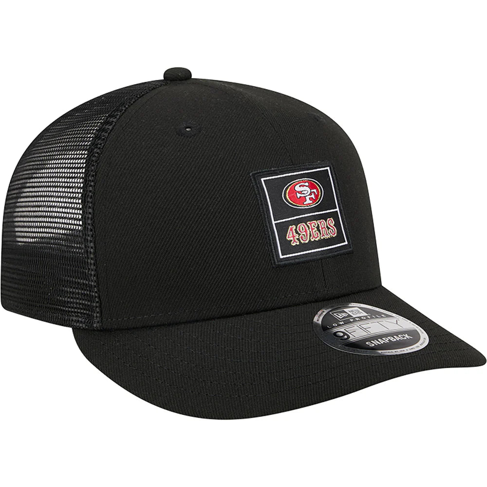 Custom Straw Hats-New Era San Francisco 49ers Label Low Profile 9FIFTY Trucker Snapback Hat