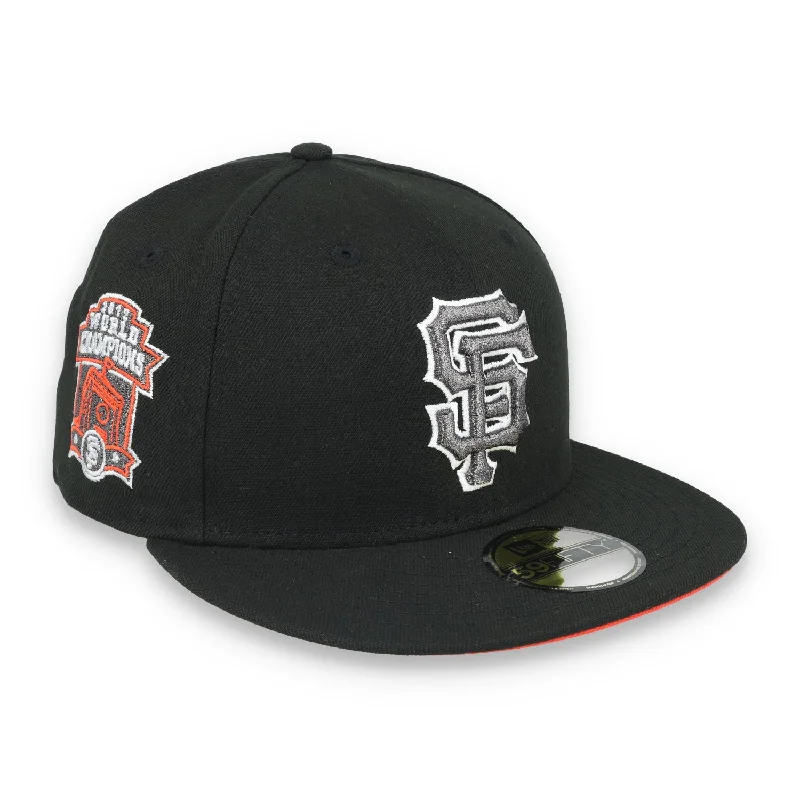 Custom Sports Hats-New Era San Francisco Giants 2012 World Series Side Patch 59FIFTY Fitted Hat-Metallic Grey/Black