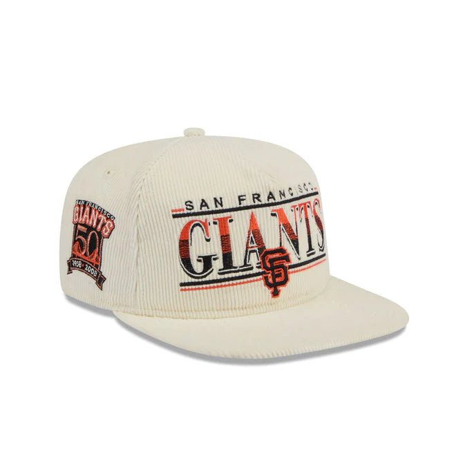 Custom Bold Logo Hats-New Era San Francisco Giants Corduroy Throwback The Golfer Snapback Hat