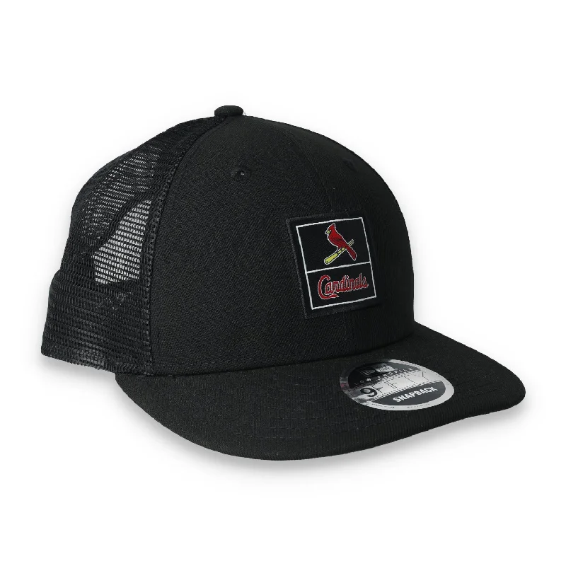 Custom School Spirit Hats-New Era St Louis Cardinals Label Low Profile 9FIFTY Trucker Snapback Hat