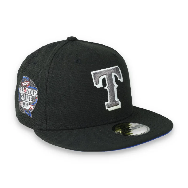 Custom Hiking Hats-New Era Texas Rangers 2024 All Star Game Side Patch 59FIFTY Fitted Hat-Metallic Grey/Black