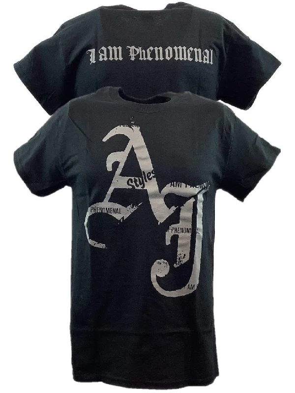 Custom T-Shirts for Yoga-AJ Styles I Am Phenomenal Mens Black T-shirt