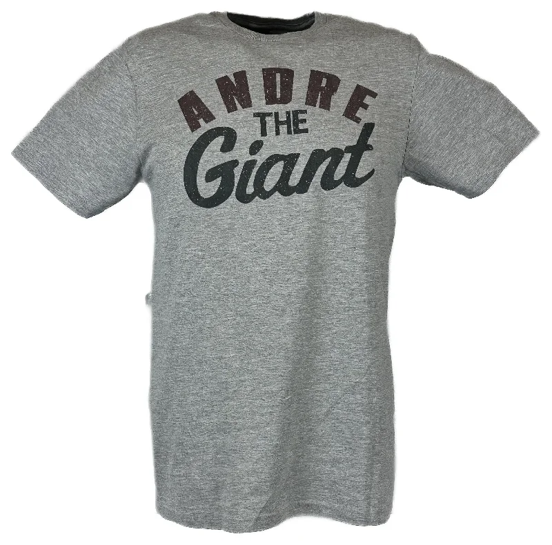 Custom T-Shirts with Logos-Andre the Giant Big Signature Gray T-shirt