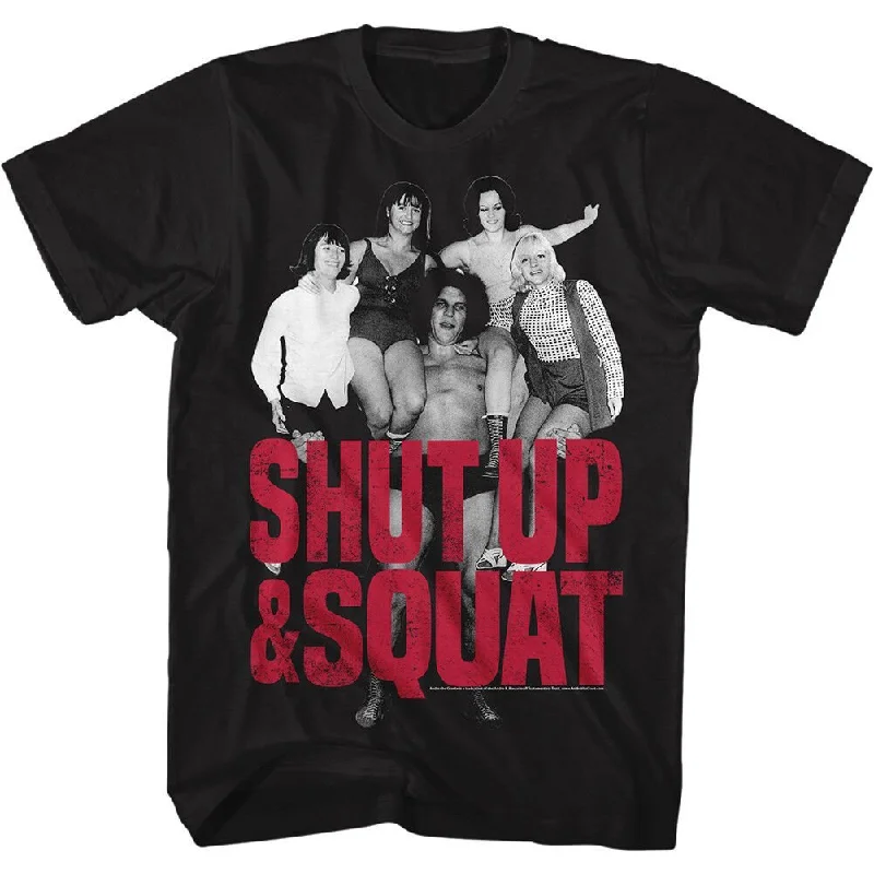 Custom T-Shirts for Cycling-Andre The Giant Shut Up and Squat Mens Black T-shirt