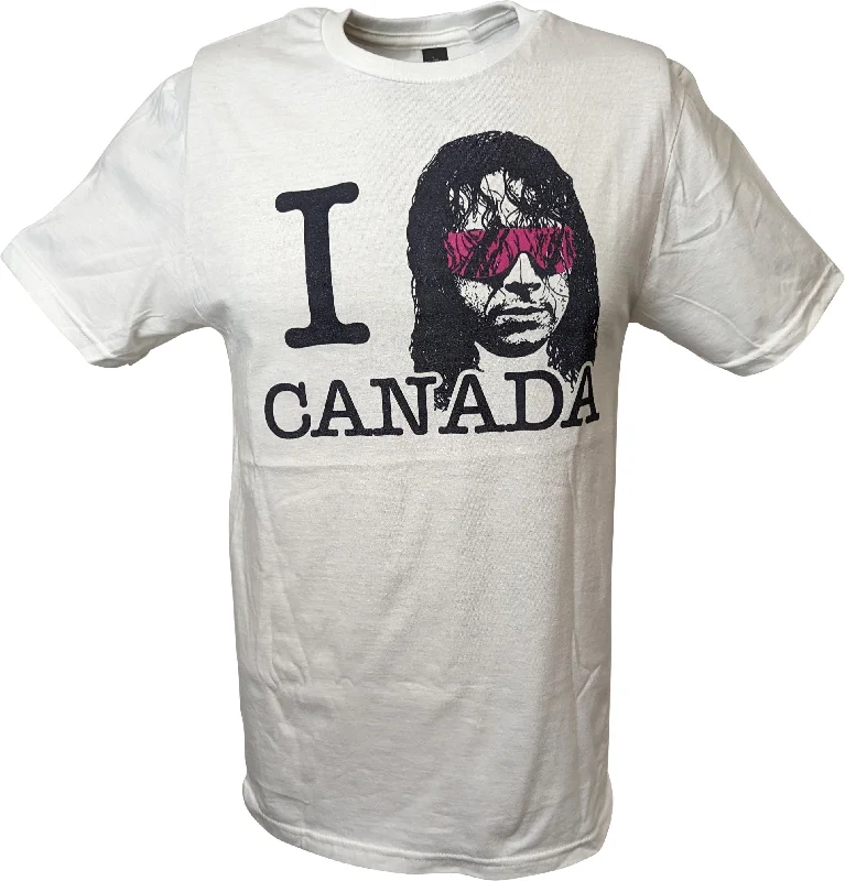 Custom T-Shirts with Unique Artwork-Bret Hart I Heart Canada White T-shirt