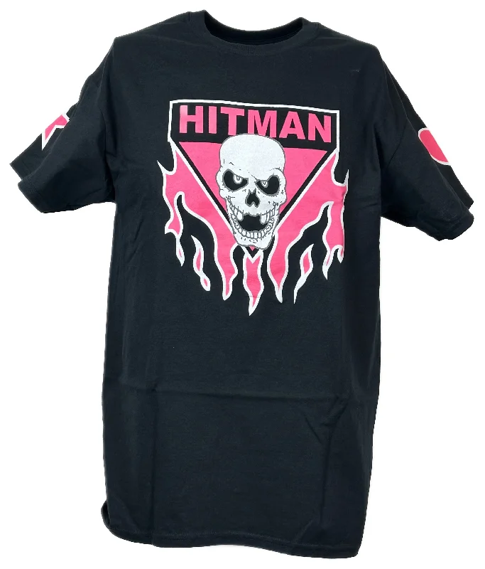 Custom T-Shirts for Graphic Designers-Bret Hart Ring Series Black Pink Skull Mens T-shirt