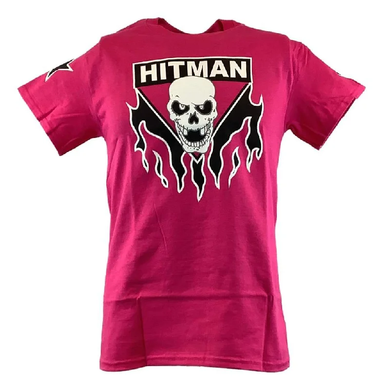 Custom T-Shirts for Men-Bret Hitman Hart Pink Mens T-shirt Single Sided Print