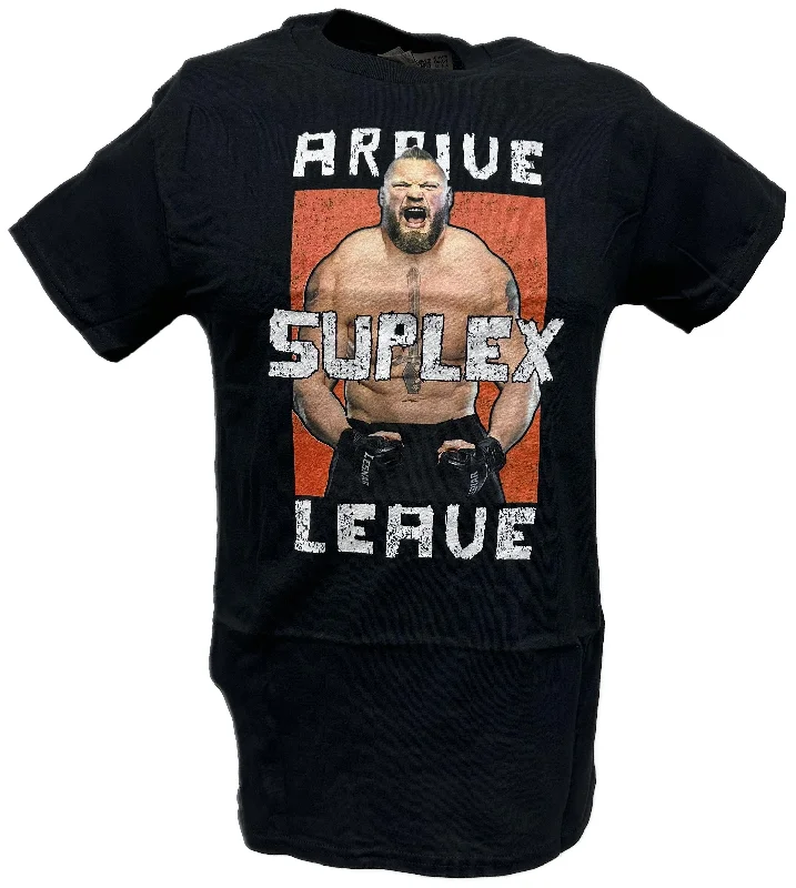 Custom T-Shirts for Concerts-Brock Lesnar Arrive Suplex Leave WWE Mens T-shirt