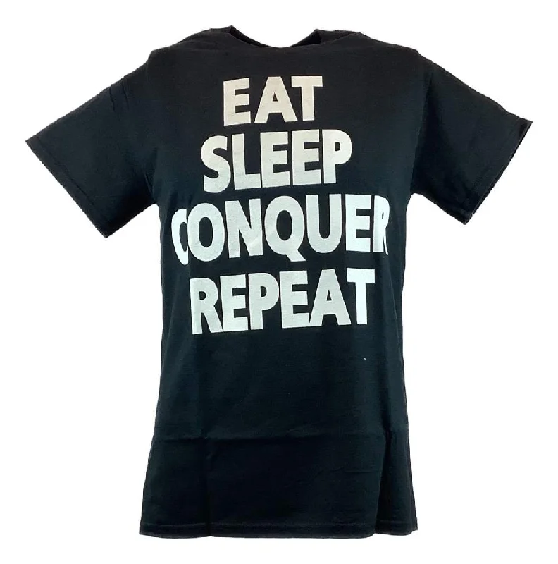 Custom T-Shirts with Movie Quotes-Brock Lesnar Eat Sleep Conquer Repeat Mens Black T-shirt