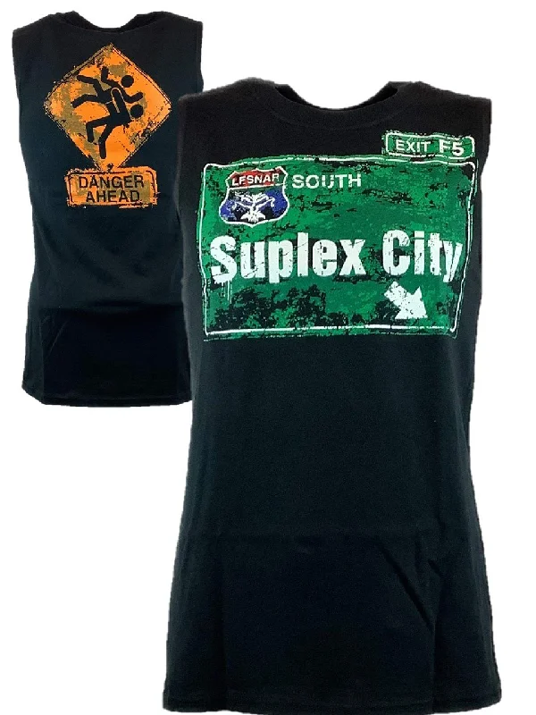 Custom T-Shirts for Retro Fashion-Brock Lesnar Suplex City Mens Sleeveless Muscle T-shirt