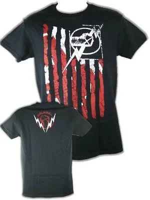 Custom T-Shirts for Basketball Fans-CM Punk American Flag Nexus Mens USA Black T-shirt